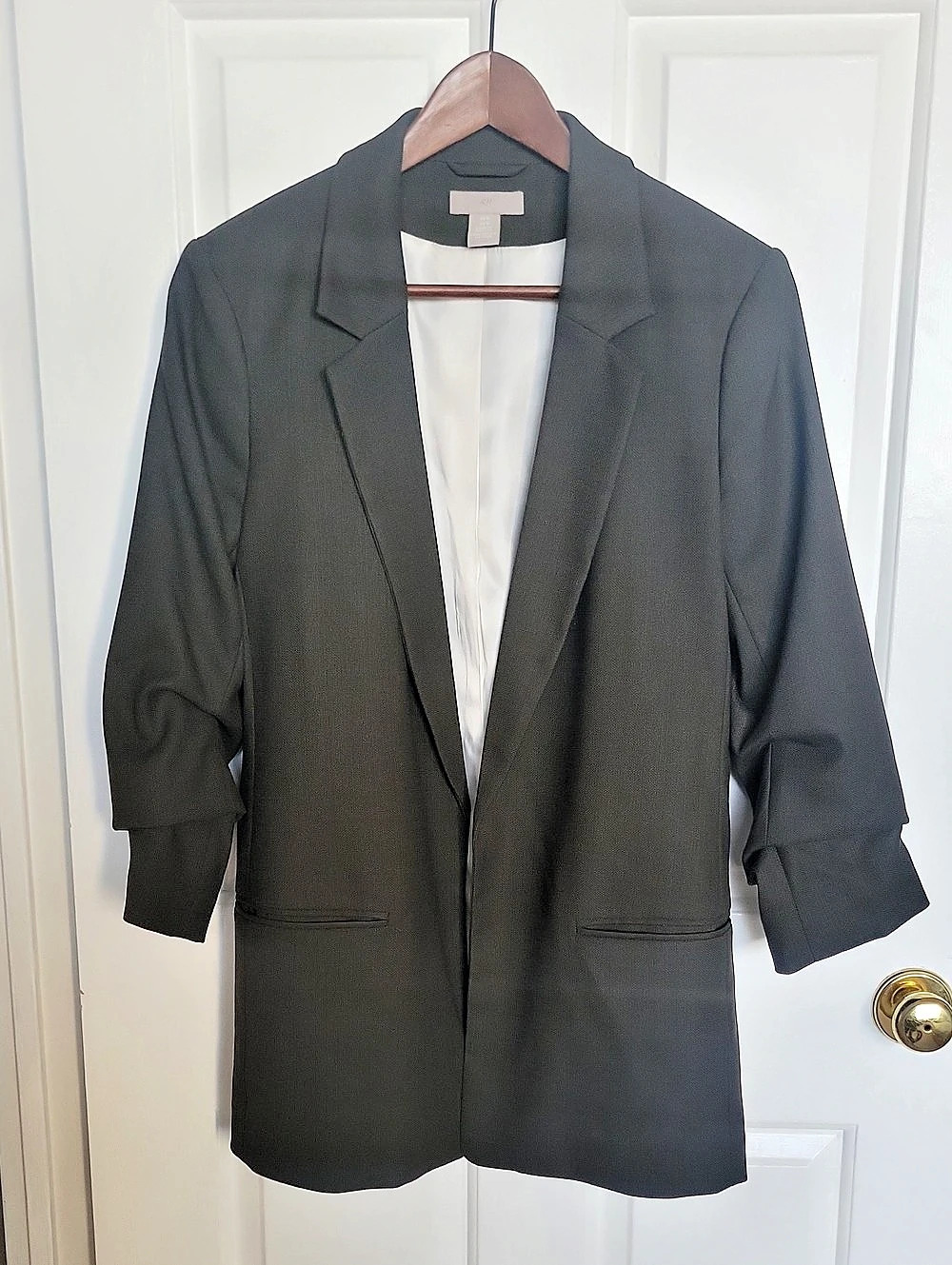 H&M Women's Dark Khaki Open Front Blazer